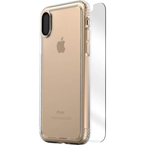 SaharaCase - Clear Case with Glass Screen Protector for Apple iPhone X and XS - Crystal