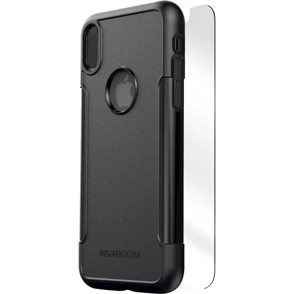 classic case with glass screen protector for apple iphone x and xs - black classic case with glass screen protector for apple iphone x and xs - black