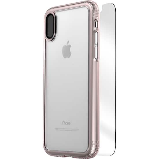 Saharacase Clear Case With Glass Screen Protector For Apple Iphone X And Xs Rose Gold Cl A Ix Rog Cl Best Buy