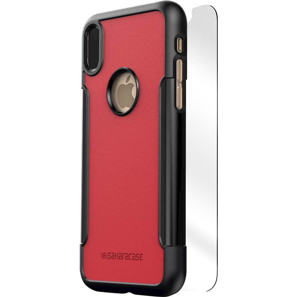 classic case with glass screen protector for apple iphone x and xs - viper red
