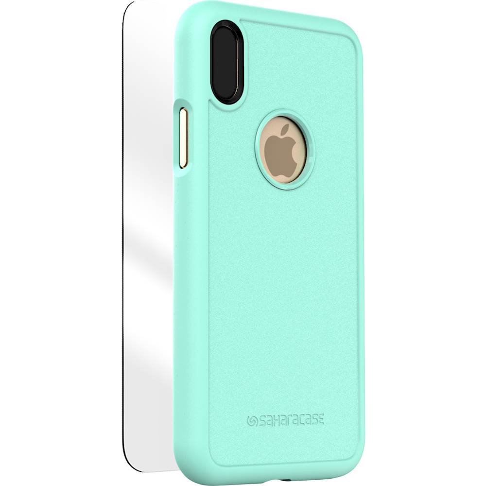 dbulk case with glass screen protector for apple iphone x and xs - aqua