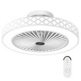Gymax - Ceiling Fan w/ Lights & Remote 3000-6500K Modern Flush Mount LED Fan Light - White