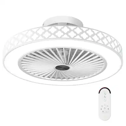 Front. Gymax - Gymax Ceiling Fan w/ Lights & Remote 3000-6500K Modern Flush Mount LED Fan Light - White.