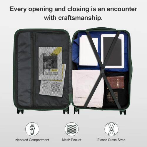 Every opening and closing is an encounter with craftsmanship.

- Zippered Compartment
- Mesh Pocket
- Elastic Cross Strap