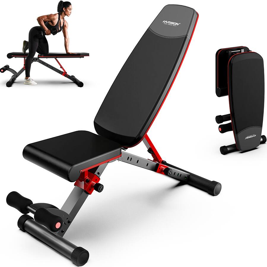 Alt View 5. HARISON - HARISON Foldable Adjustable Weight Bench for Home Gym, Workout Bench Press with Leg Extension(BB608G) - black.