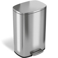 Halo - Premium Stainless Steel 13.2 Gallon Step Pedal Trash Can with AbsorbX Odor Control System & Removable Inner Bucket - Stainless steel - Angle_Zoom