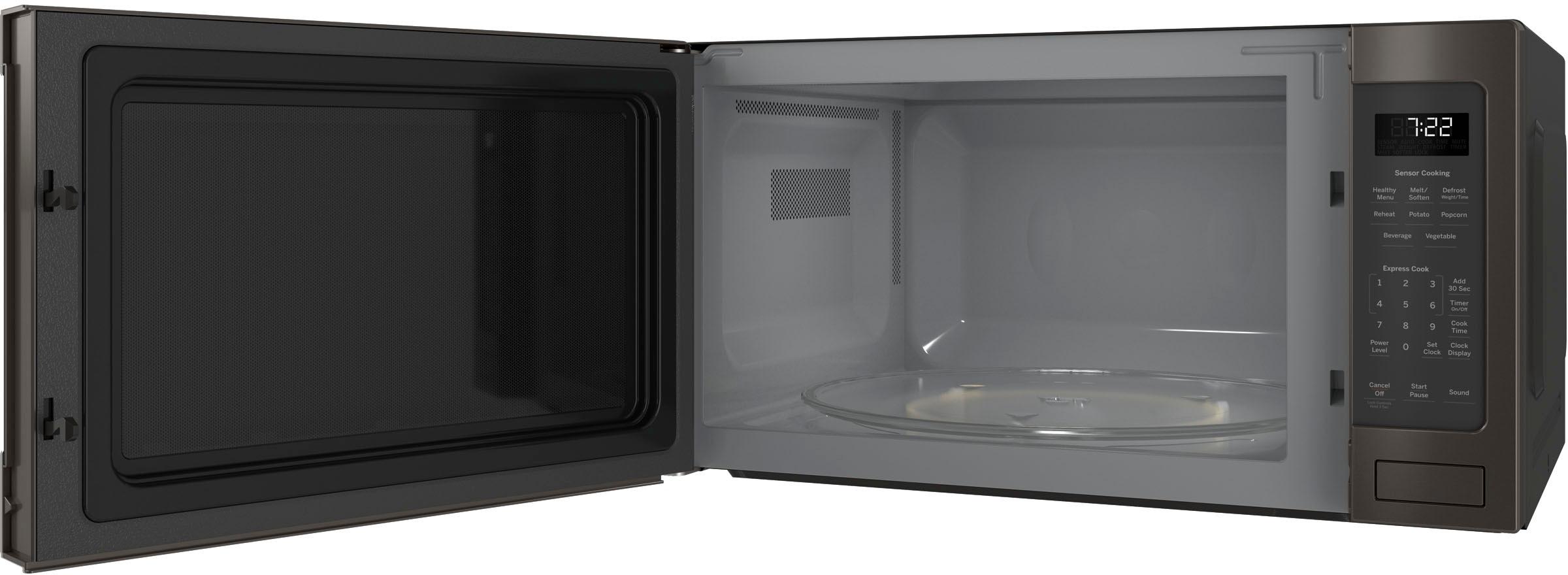 Left View: GE Profile - 2.2 Cu. Ft. Microwave - Black stainless steel
