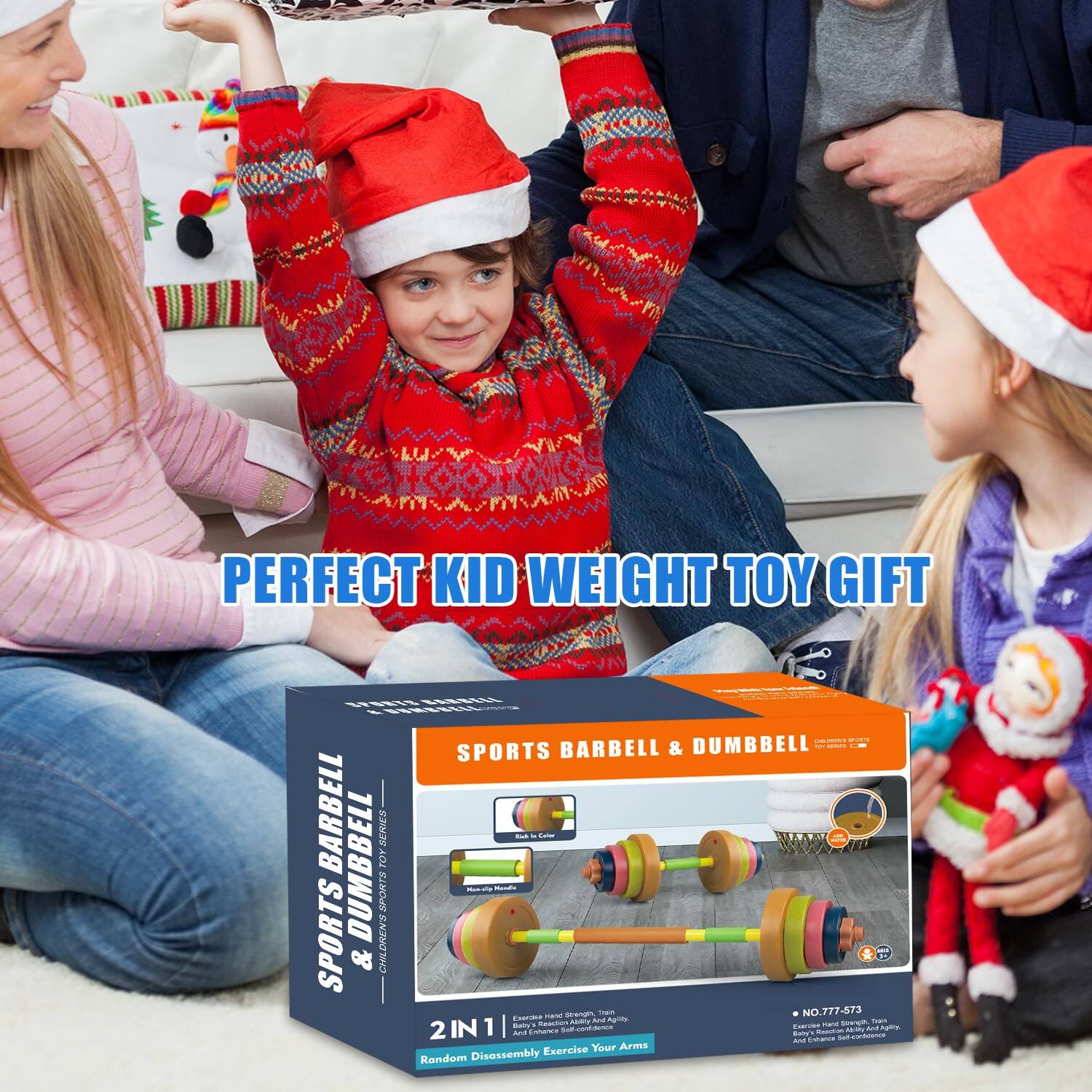 PERFECT KID WEIGHT TOY GIFT

SPORTS BARBELL & DUMBBELL

2IN1
Random Disassembly

SPORTS BARBELL & DUMBBELL SERIES

NO. 777-573

Exercise Your Arms