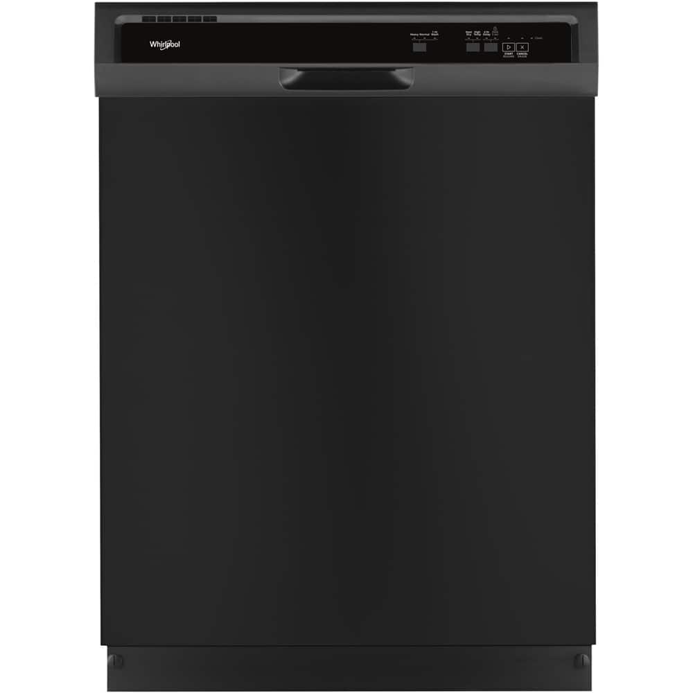Front. Whirlpool - 24" Tall Tub Built-In Dishwasher - Black.