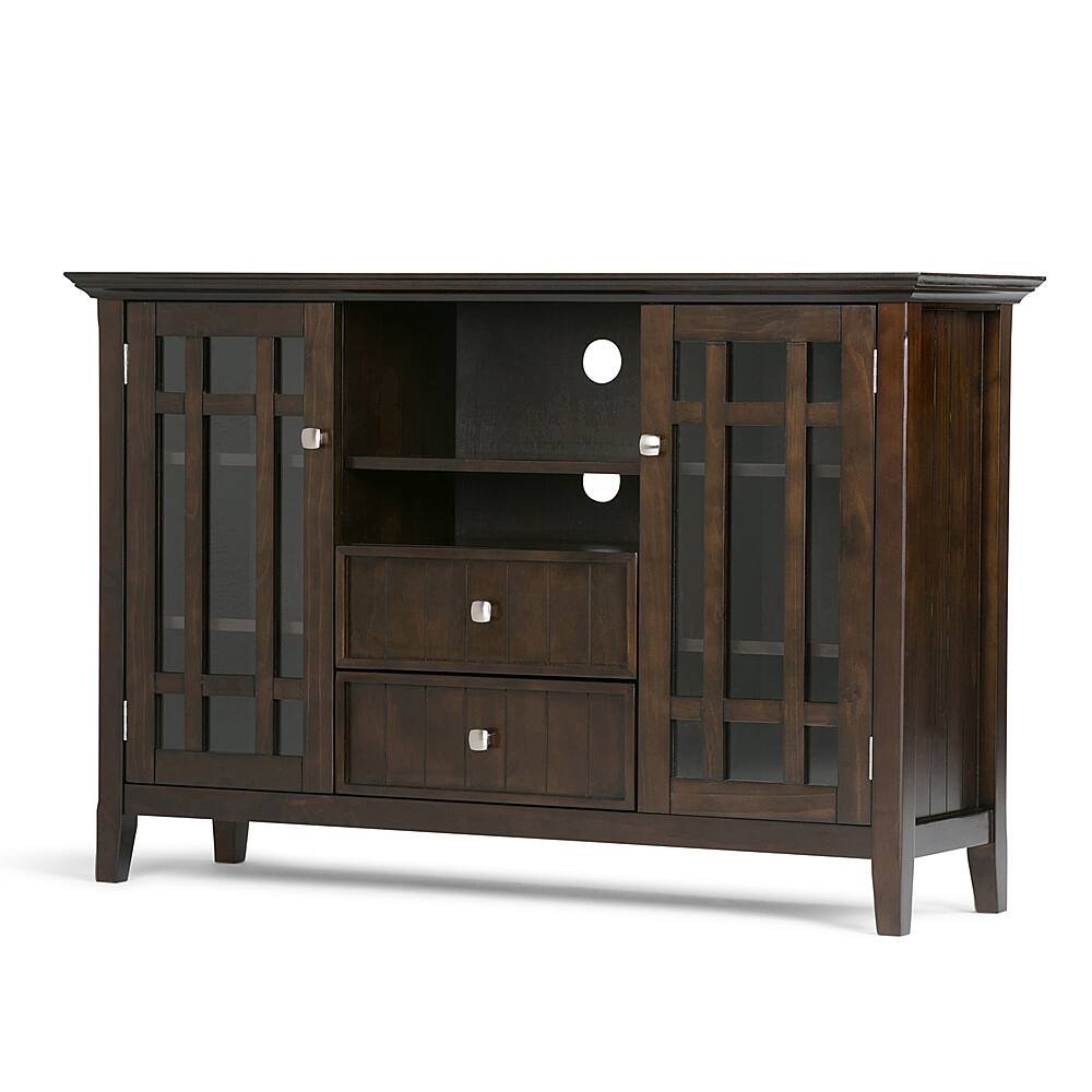 Angle. Simpli Home - Bedford SOLID WOOD 53 inch Wide Transitional TV Media Stand in Dark Tobacco Brown For TVs up to 60 inches - Dark Tobacco Brown.