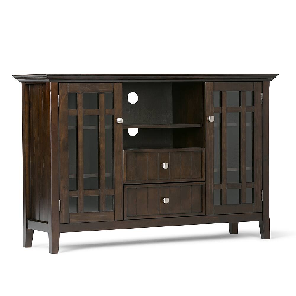 Front. Simpli Home - Bedford SOLID WOOD 53 inch Wide Transitional TV Media Stand in Dark Tobacco Brown For TVs up to 60 inches - Dark Tobacco Brown.