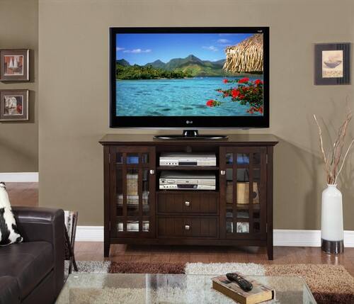 Alt View 11. Simpli Home - Bedford SOLID WOOD 53 inch Wide Transitional TV Media Stand in Dark Tobacco Brown For TVs up to 60 inches - Dark Tobacco Brown.
