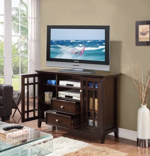Alt View 15. Simpli Home - Bedford SOLID WOOD 53 inch Wide Transitional TV Media Stand in Dark Tobacco Brown For TVs up to 60 inches - Dark Tobacco Brown.
