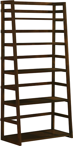 Simpli Home - Acadian Ladder Wood 5-Shelf Bookcase - Tobacco Brown