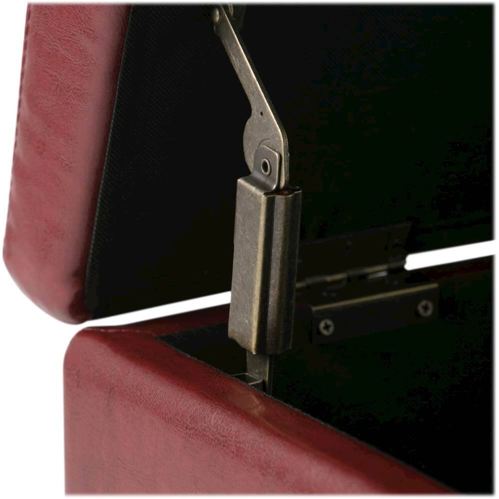 Alt View 13. Simpli Home - Avalon Rectangular Polyurethane Faux Leather Ottoman With Inner Storage - Red.