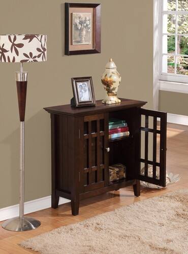 Alt View 16. Simpli Home - Bedford Low Storage Media Cabinet - Tobacco Brown.