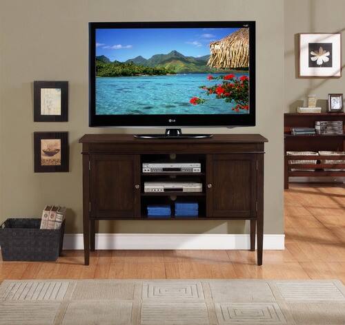 Alt View 11. Simpli Home - Carlton Collection Tall TV Media Stand - Tobacco Brown.