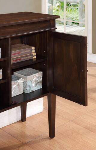 Alt View 16. Simpli Home - Carlton Collection Tall TV Media Stand - Tobacco Brown.