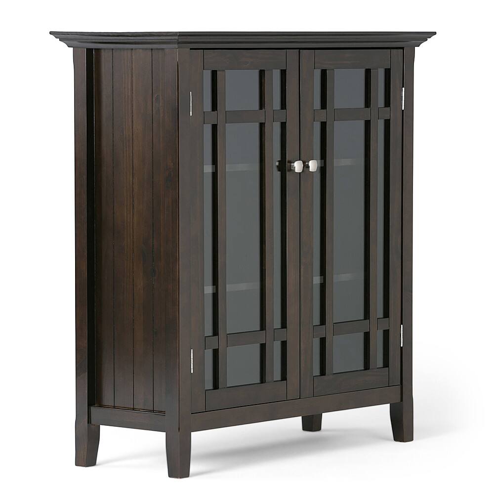 Angle. Simpli Home - Bedford Medium Storage Cabinet - Tobacco Brown.