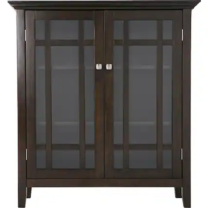 Front. Simpli Home - Bedford Medium Storage Cabinet - Tobacco Brown.