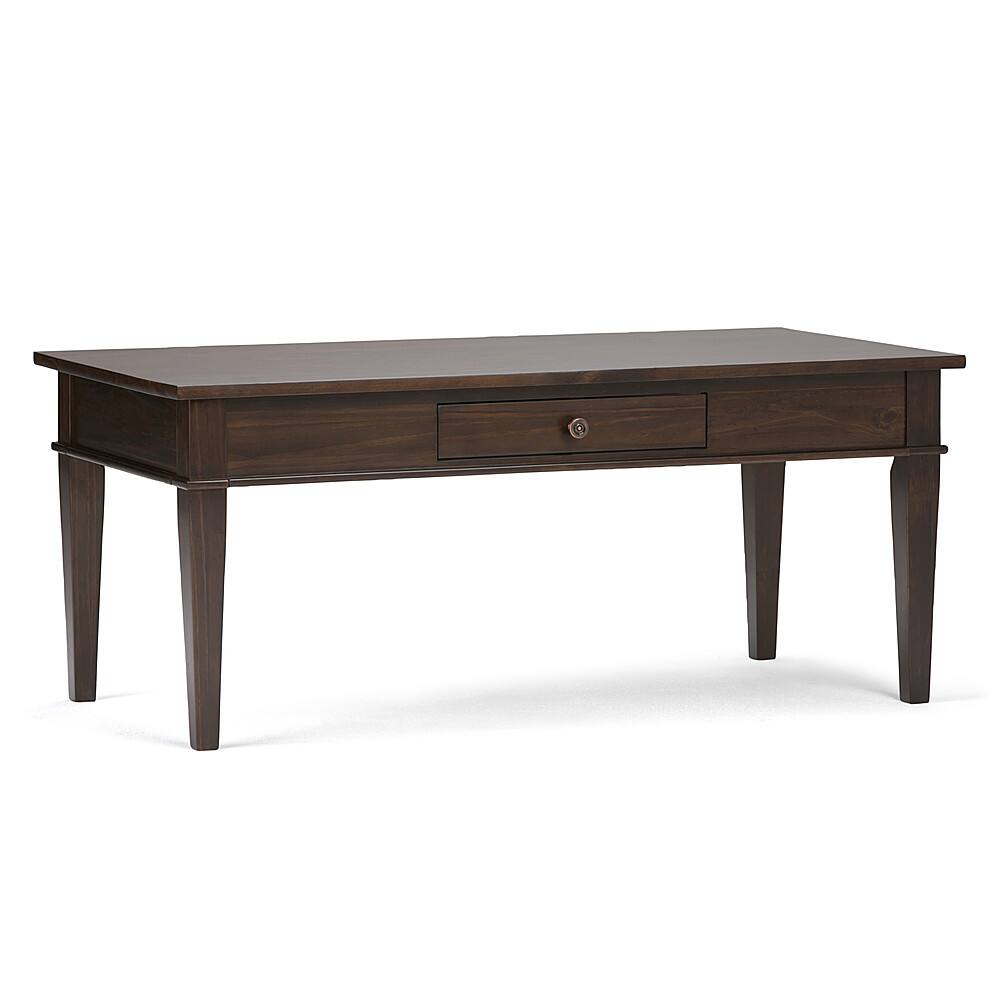 Angle. Simpli Home - Carlton Rectangular Solid Pine 1-Drawer Coffee Table - Brown.