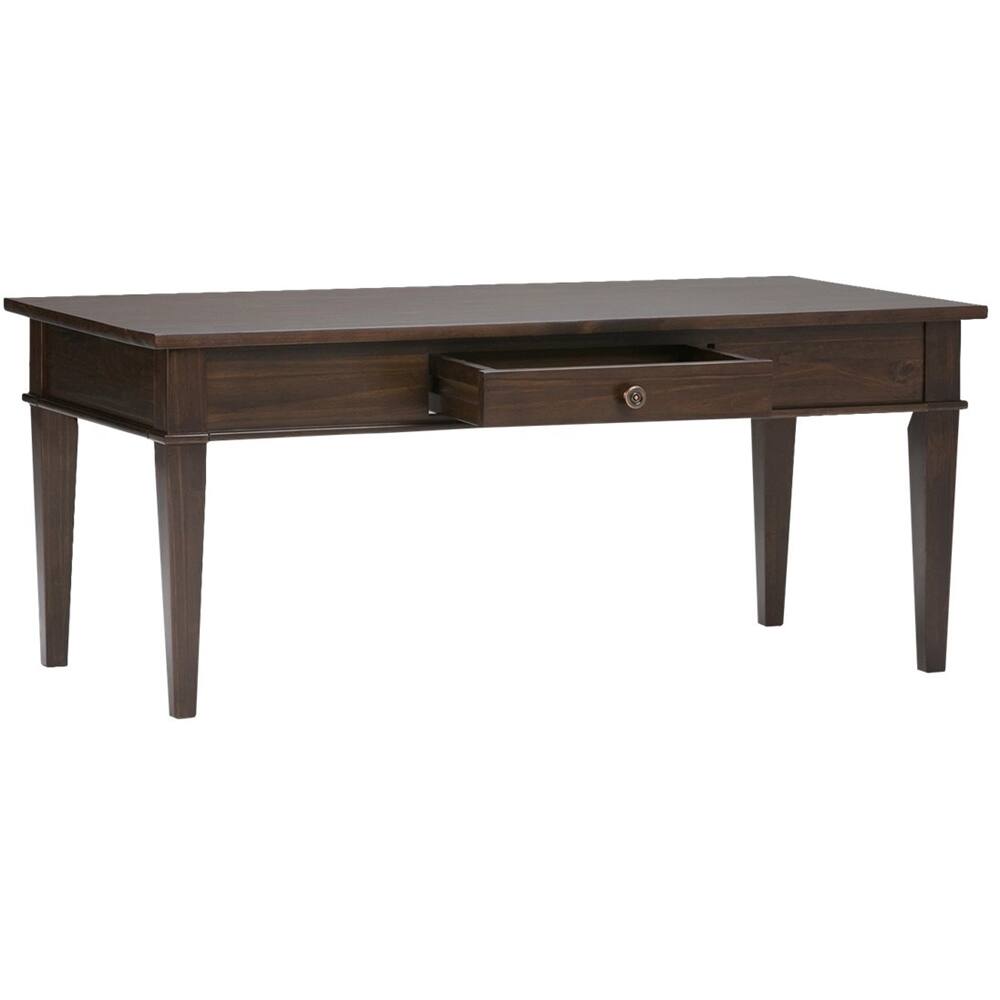 Alt View 11. Simpli Home - Carlton Rectangular Solid Pine 1-Drawer Coffee Table - Brown.