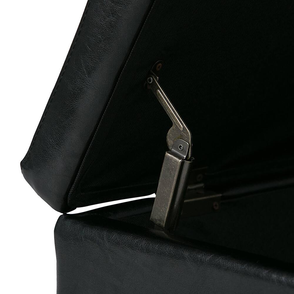 Alt View 13. Simpli Home - Avalon Rectangular Polyurethane Faux Leather Ottoman With Inner Storage - Midnight Black.