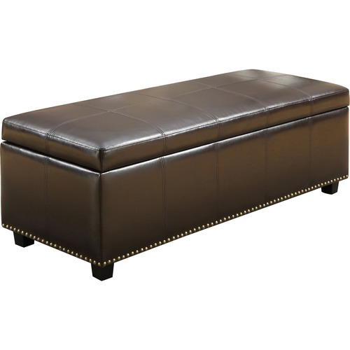 Simpli Home - Kingsley Collection Dark Brown Bonded Leather Storage Ottoman