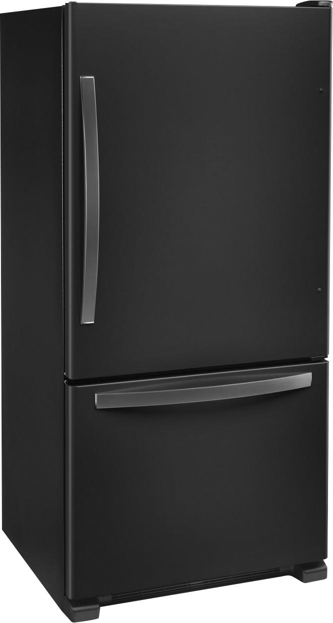 Angle View: Whirlpool - 22 Cu. Ft. Bottom-Freezer Refrigerator with SpillGuard Glass Shelves - Black Stainless Steel