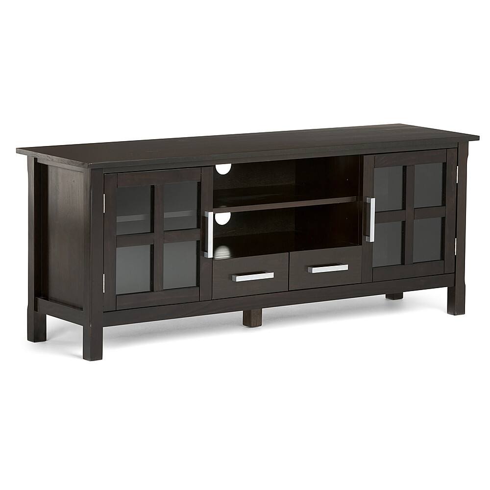 Front. Simpli Home - Kitchener TV Cabinet for Most TVs Up to 66" - Dark Walnut Brown.