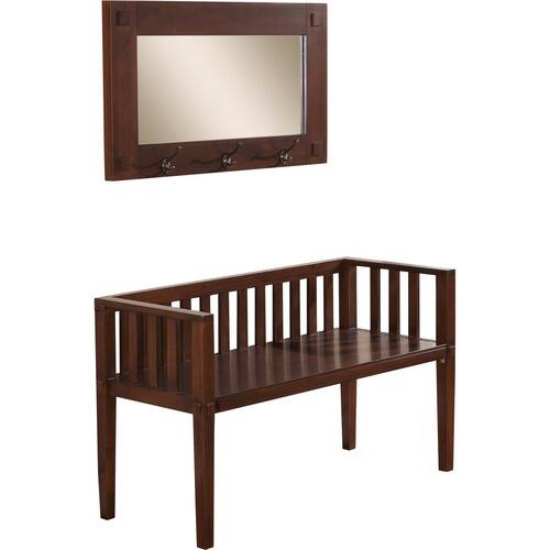 Front Standard. Simpli Home - Greyson Collection Entryway Storage Bench with Mirror.