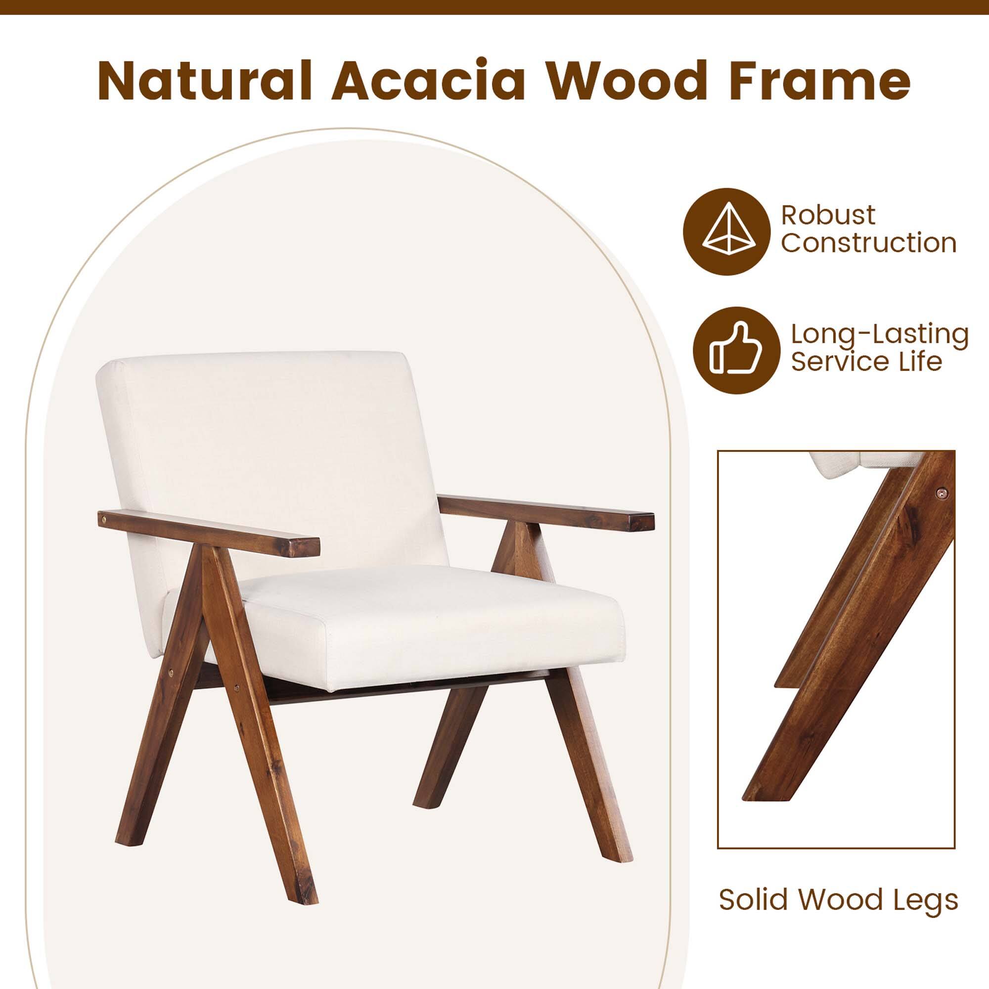 Natural Acacia Wood Frame, Robust Construction, Long-Lasting Service Life, Solid Wood Legs