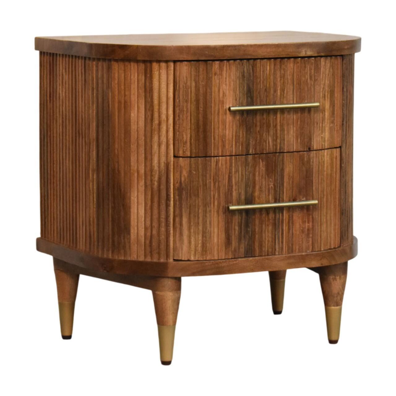 Angle. Artisan Furniture - Artisan Furniture Solid Wood Curved 2 Drawer Bedside Table , Brown - Brown.