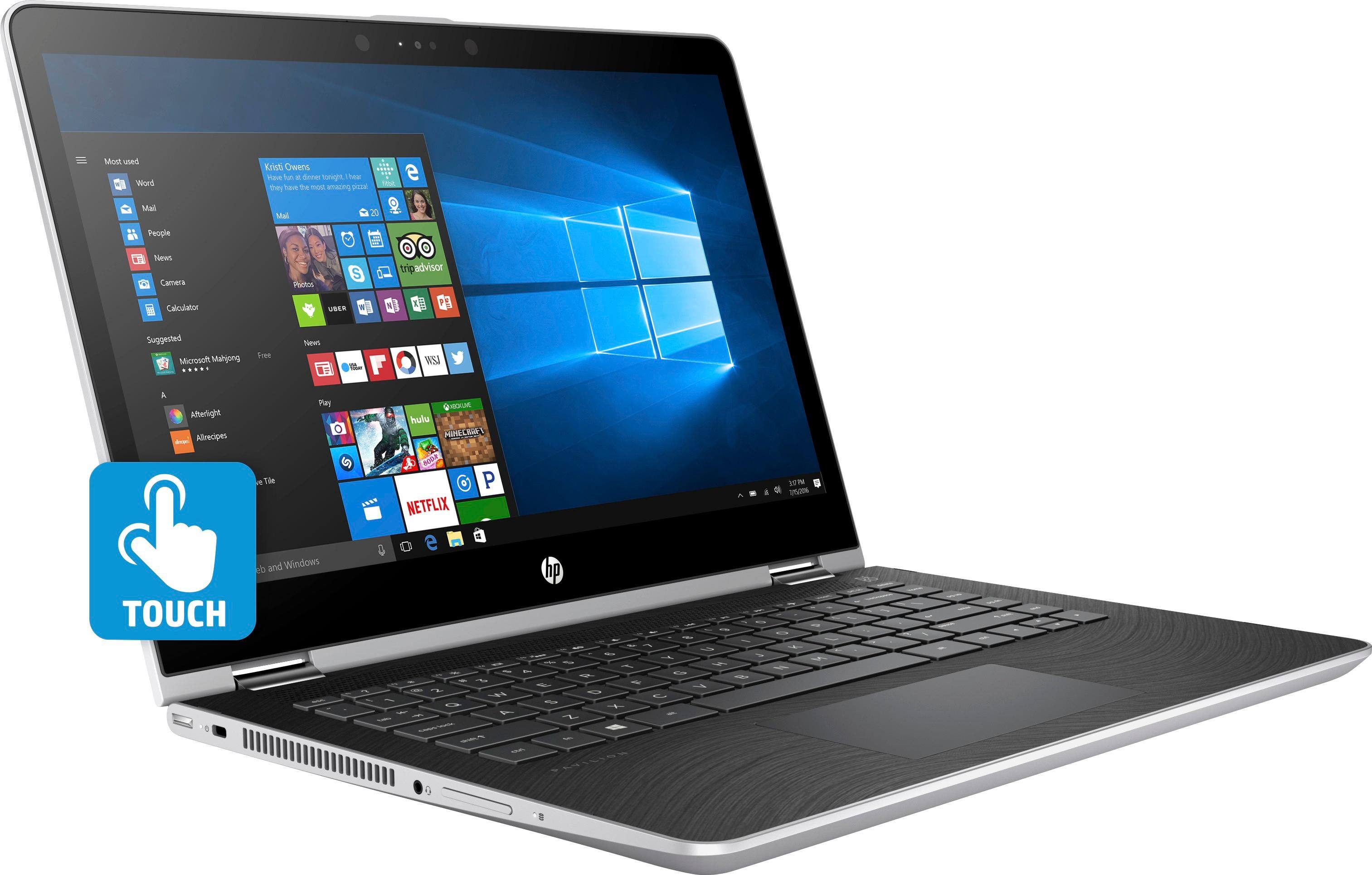 Angle. HP - 14" Touch-Screen Laptop - Intel Core i3 - 8GB Memory - 500GB Hard Drive - HP finish in natural silver.