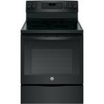 GE - 5.3 Cu. Ft. Freestanding Electric Convection Range - Black stainless steel - Front_Standard