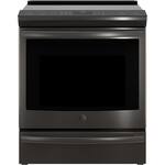 GE - 5.3 Cu. Ft. Freestanding Electric Induction Convection Range - Black stainless steel - Front_Standard