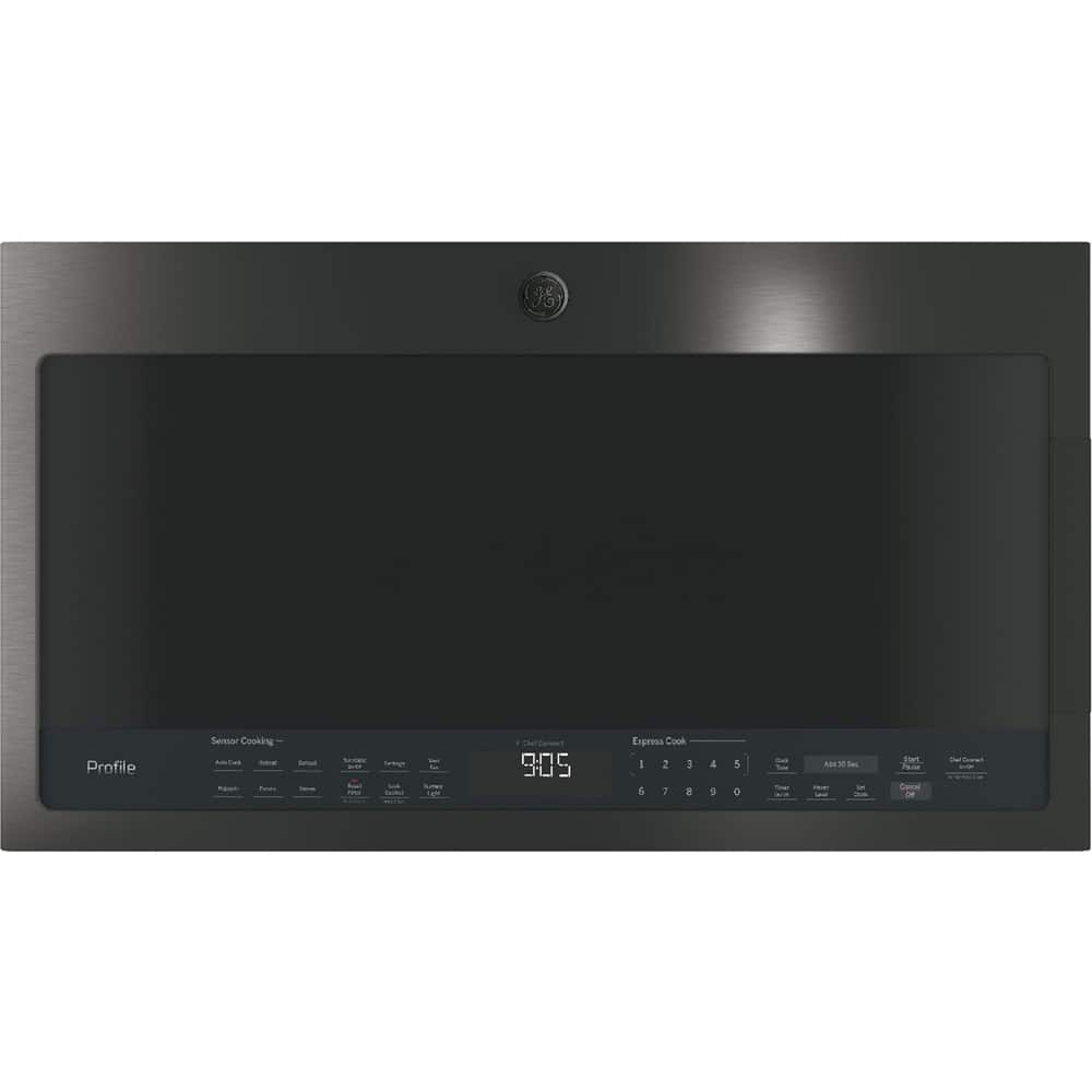 Front. GE Profile - 2.1 Cu. Ft. Over-the-Range Microwave with Sensor Cooking - Black Stainless Steel.