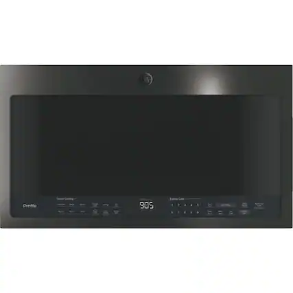 Front. GE Profile - 2.1 Cu. Ft. Over-the-Range Microwave with Sensor Cooking - Black Stainless Steel.