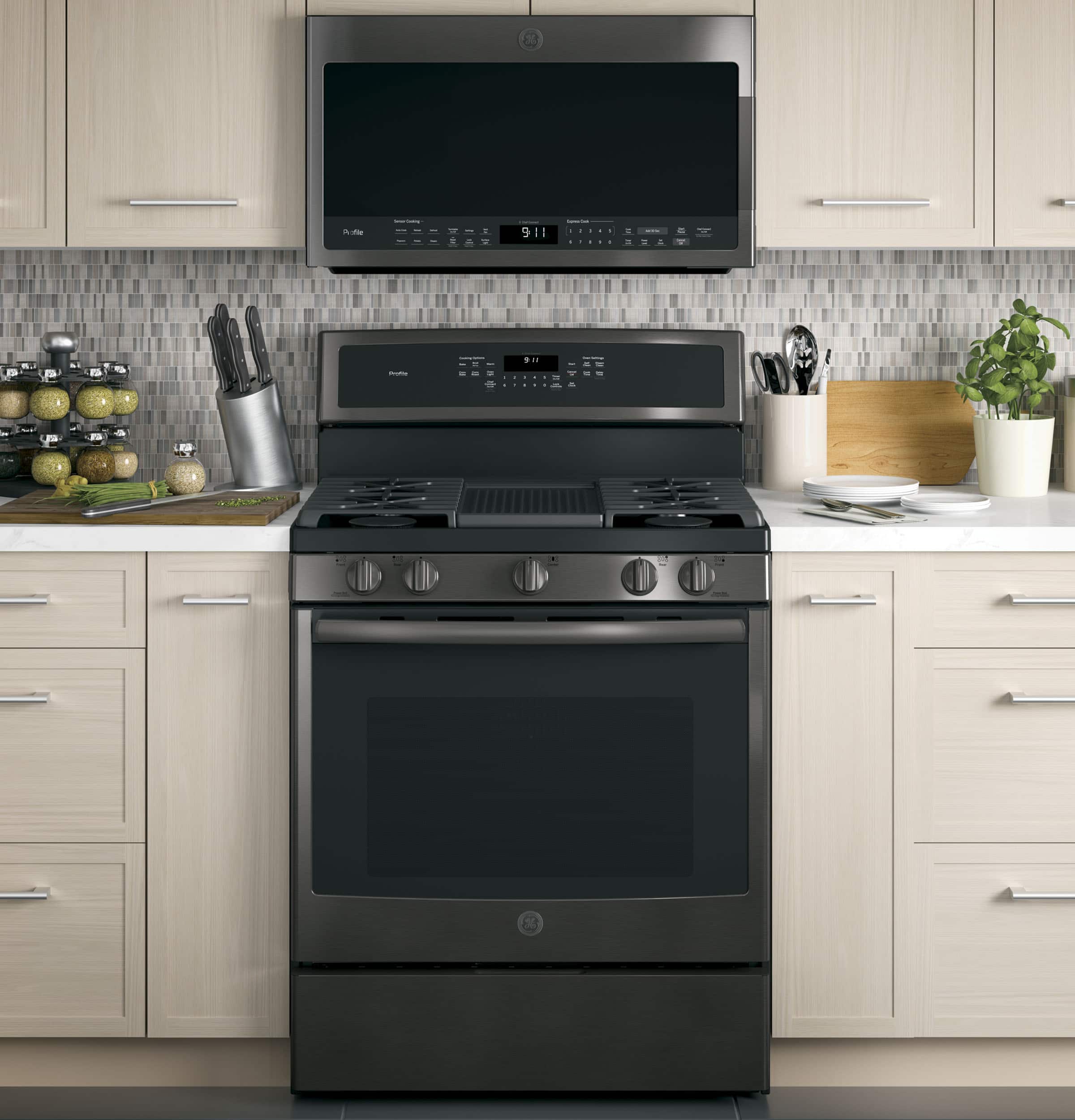 Alt View 15. GE Profile - 2.1 Cu. Ft. Over-the-Range Microwave with Sensor Cooking - Black Stainless Steel.
