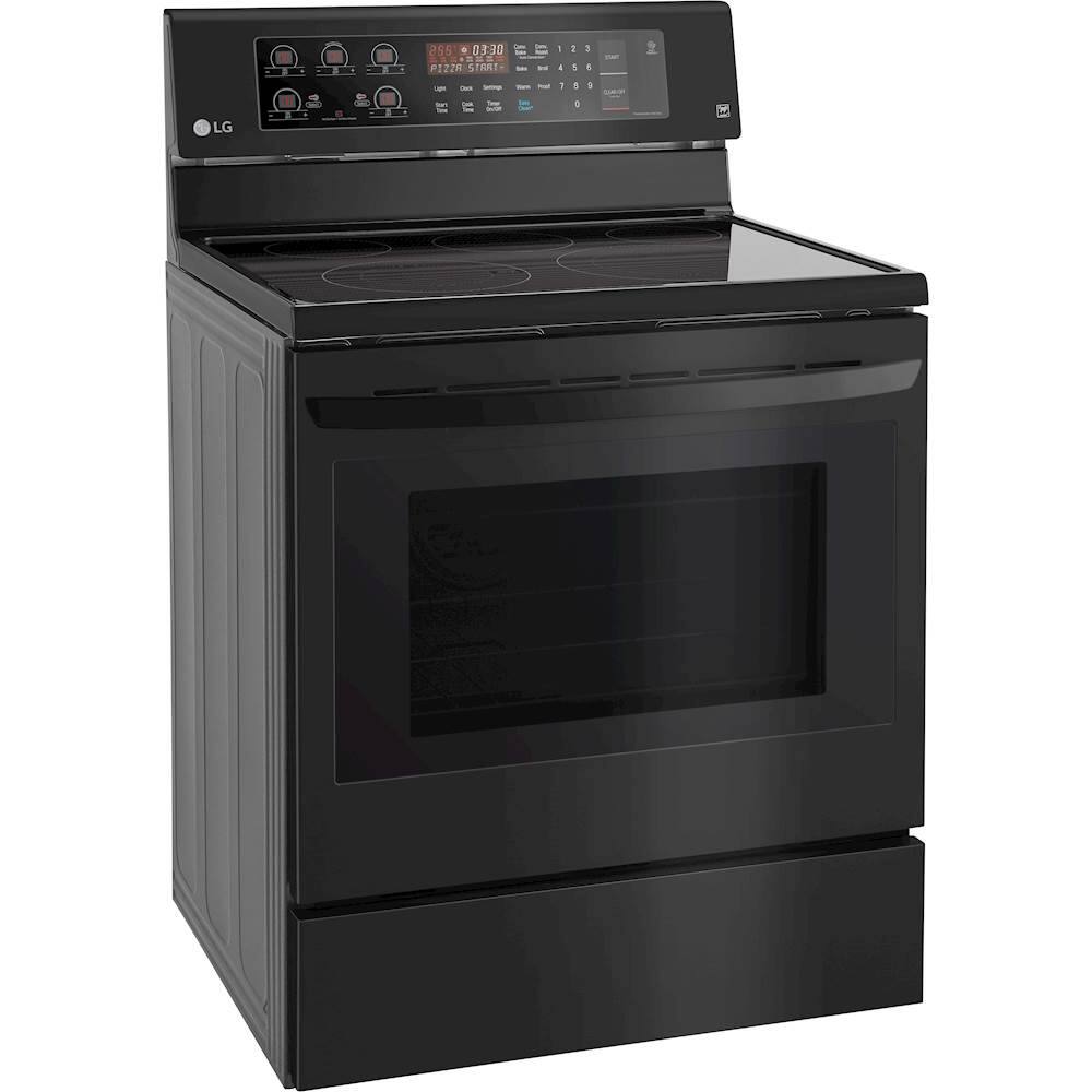 Angle. LG - 6.3 Cu. Ft. Freestanding Electric Convection Range - Matte Black Stainless Steel.