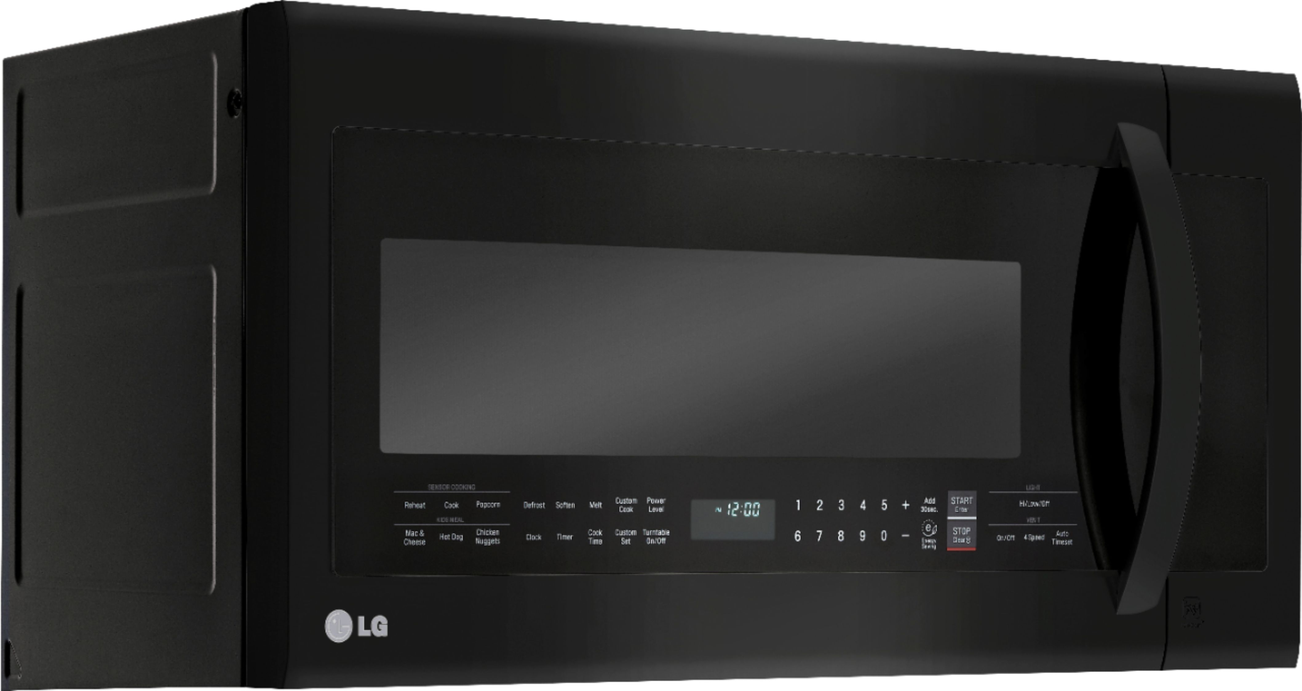 Angle View: LG - 2.0 Cu. Ft. Over-the-Range Microwave with Sensor Cooking - Matte black stainless steel