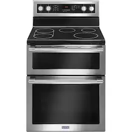 Maytag - 6.7 Cu. Ft. Self-Cleaning Freestanding Fingerprint Resistant Double Oven Electric Convection Range - Stainless Steel