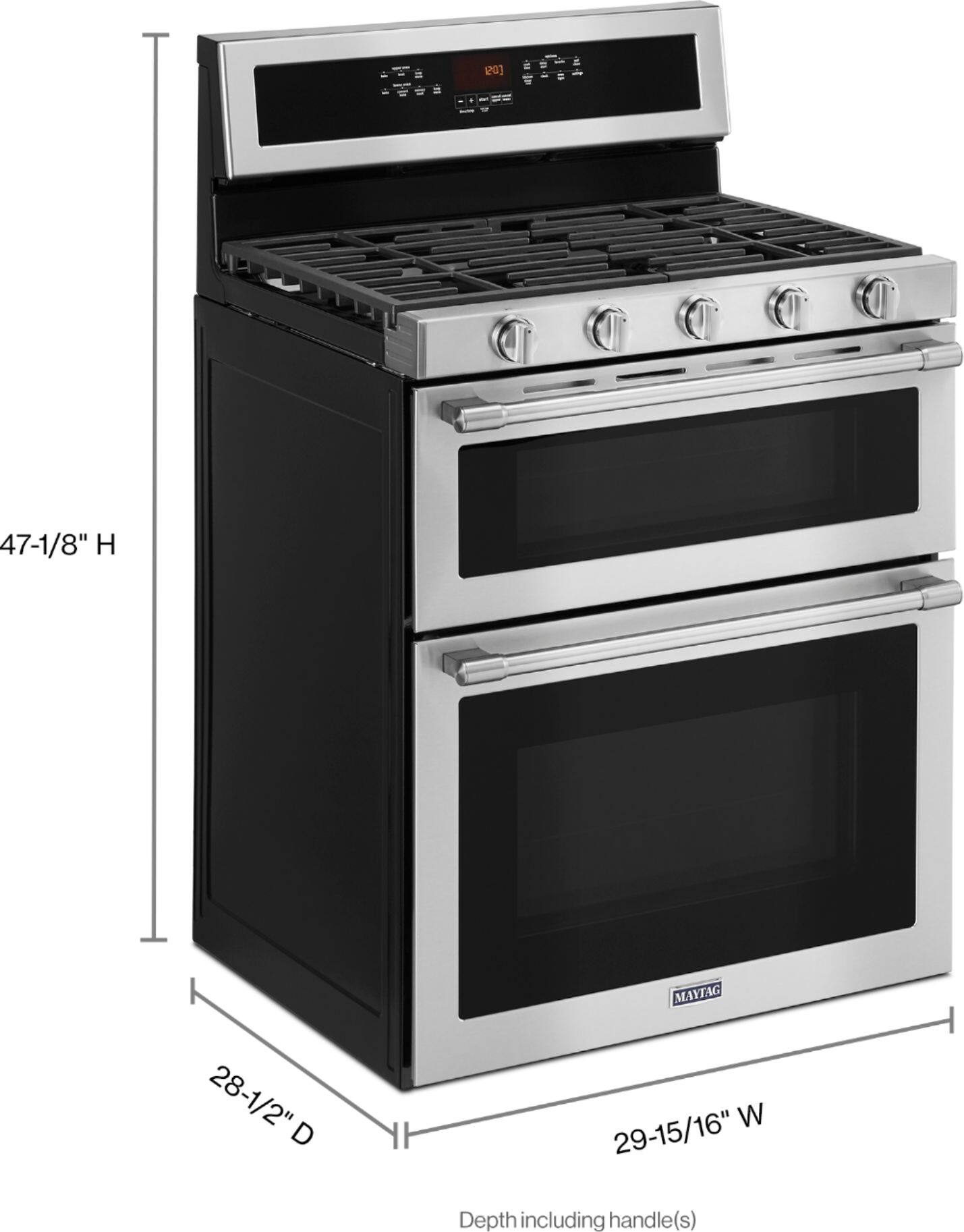 Alt View 11. Maytag - 6.0 Cu. Ft. Self-Cleaning Freestanding Fingerprint Resistant Double Oven Gas Convection Range - Stainless steel.