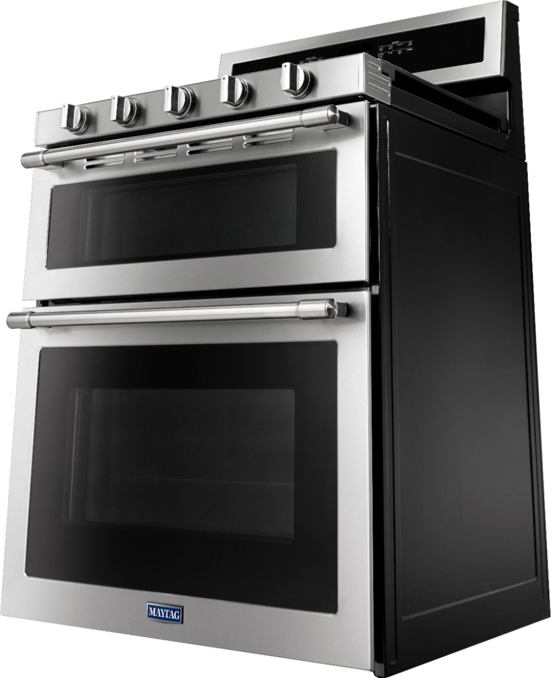 Alt View 14. Maytag - 6.0 Cu. Ft. Self-Cleaning Freestanding Fingerprint Resistant Double Oven Gas Convection Range - Stainless steel.