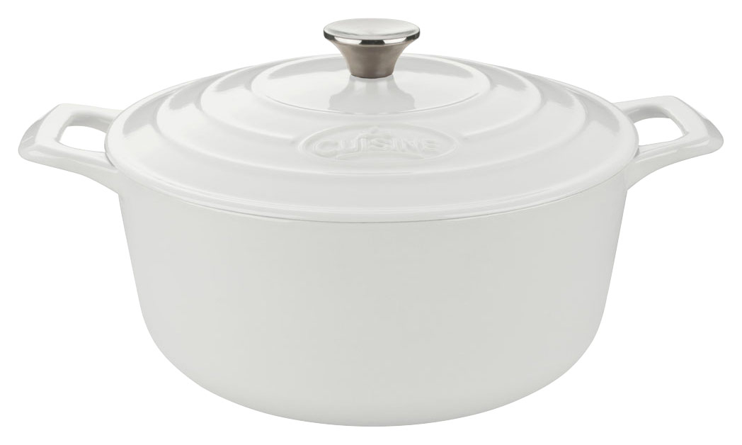 Best Buy: La Cuisine Cast -Iron Round Covered Casserole 2.2 qt White LC ...