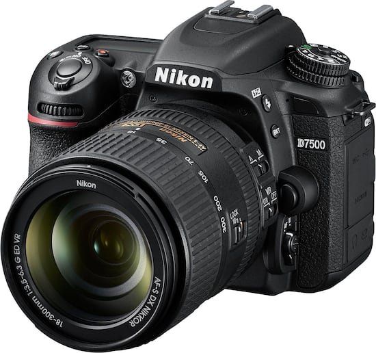 Nikon D7500 DSLR Camera with AF S DX NIKKOR 18 300mm f 3.5 6.3G ED VR lens Black 13532 Best Buy