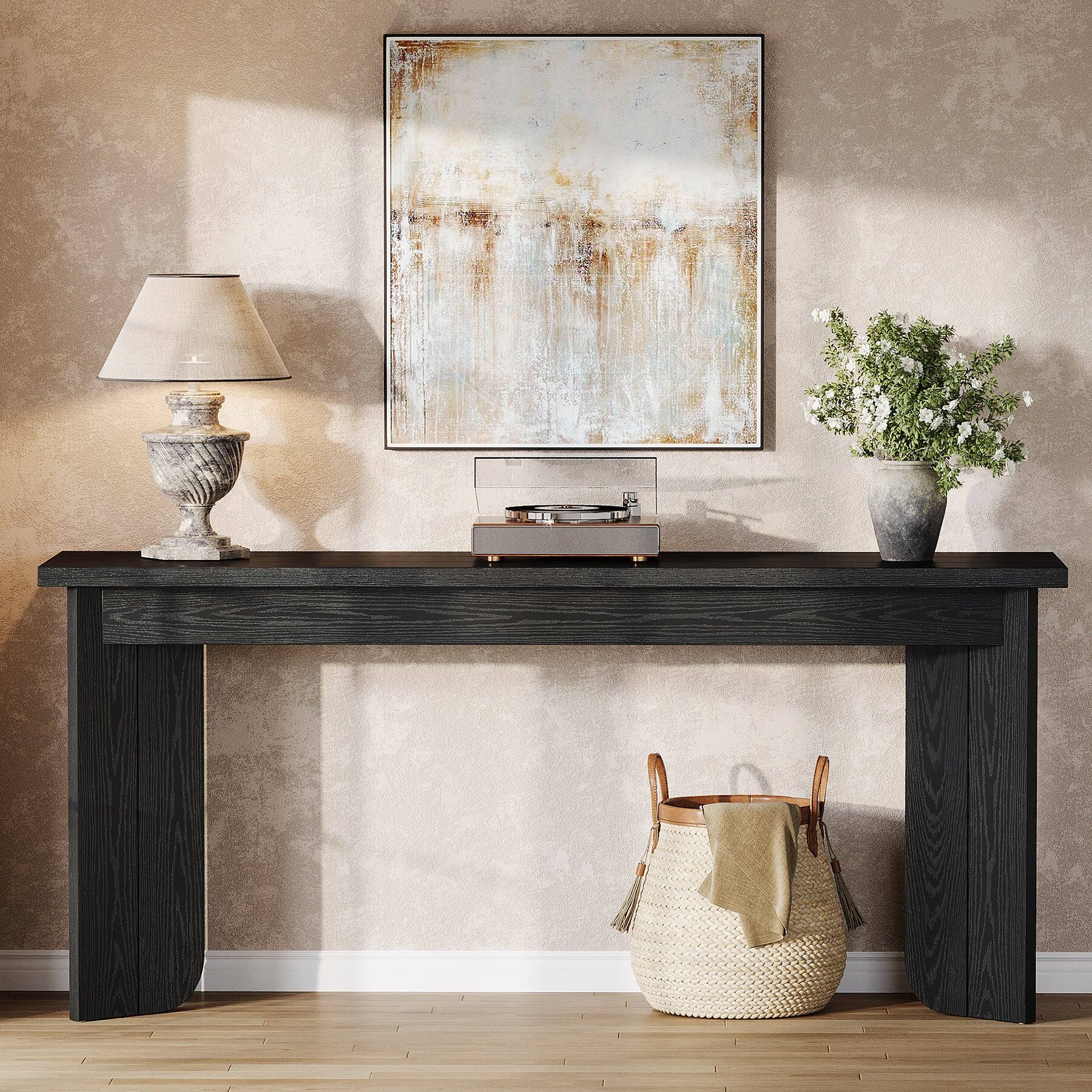 Alt View 1. Tribesigns - Console Table with Engineered Wood Construction and Rectangular Top for Entryway, Hallway and Living Room - Black.