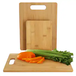 MegaChef - 3 Piece 8 Inch, 11 Inch, and 13 Inch Bamboo Wood Cutting Board Set - Brown