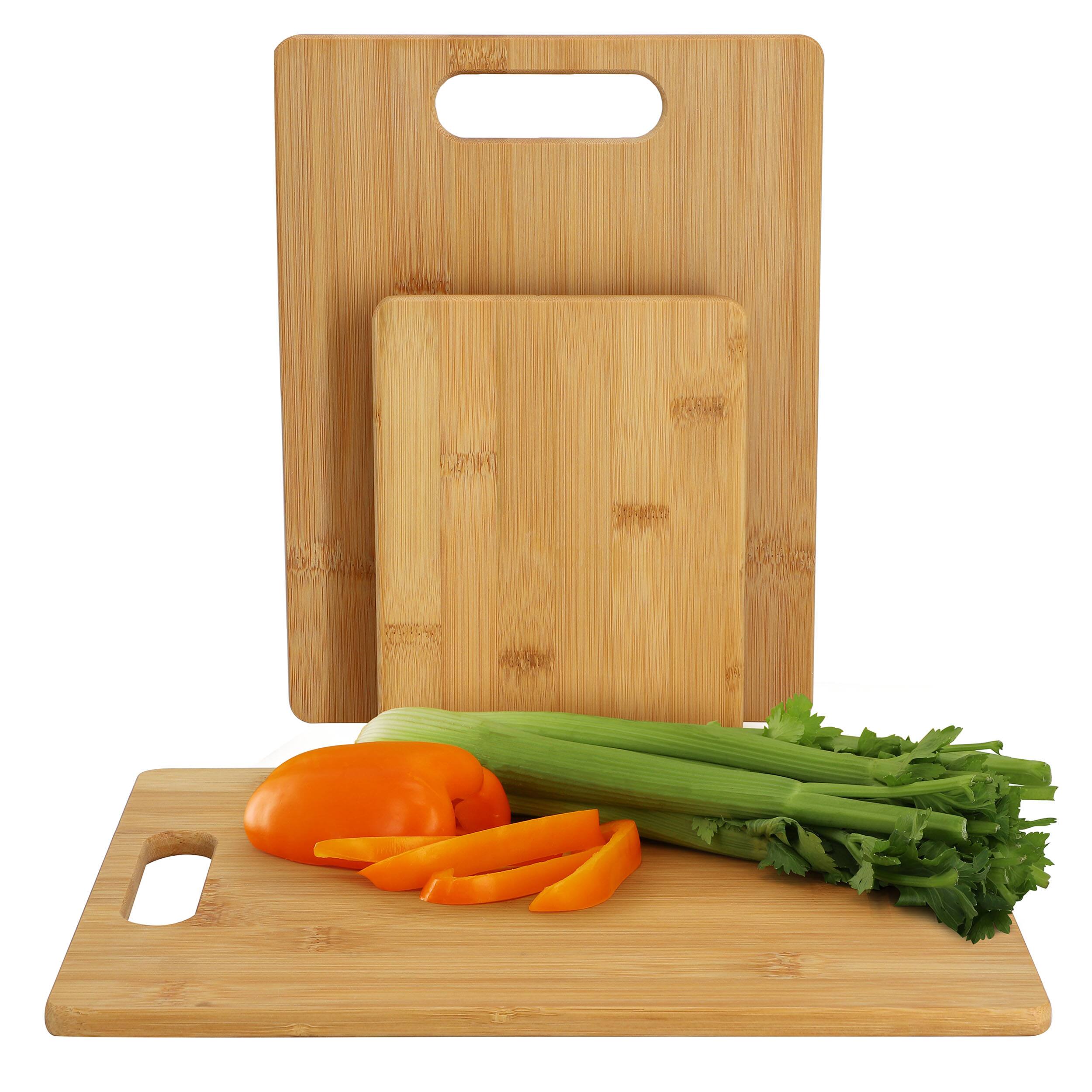 Front. MegaChef - MegaChef 3 Piece 8 Inch, 11 Inch, and 13 Inch Bamboo Wood Cutting Board Set - Brown.