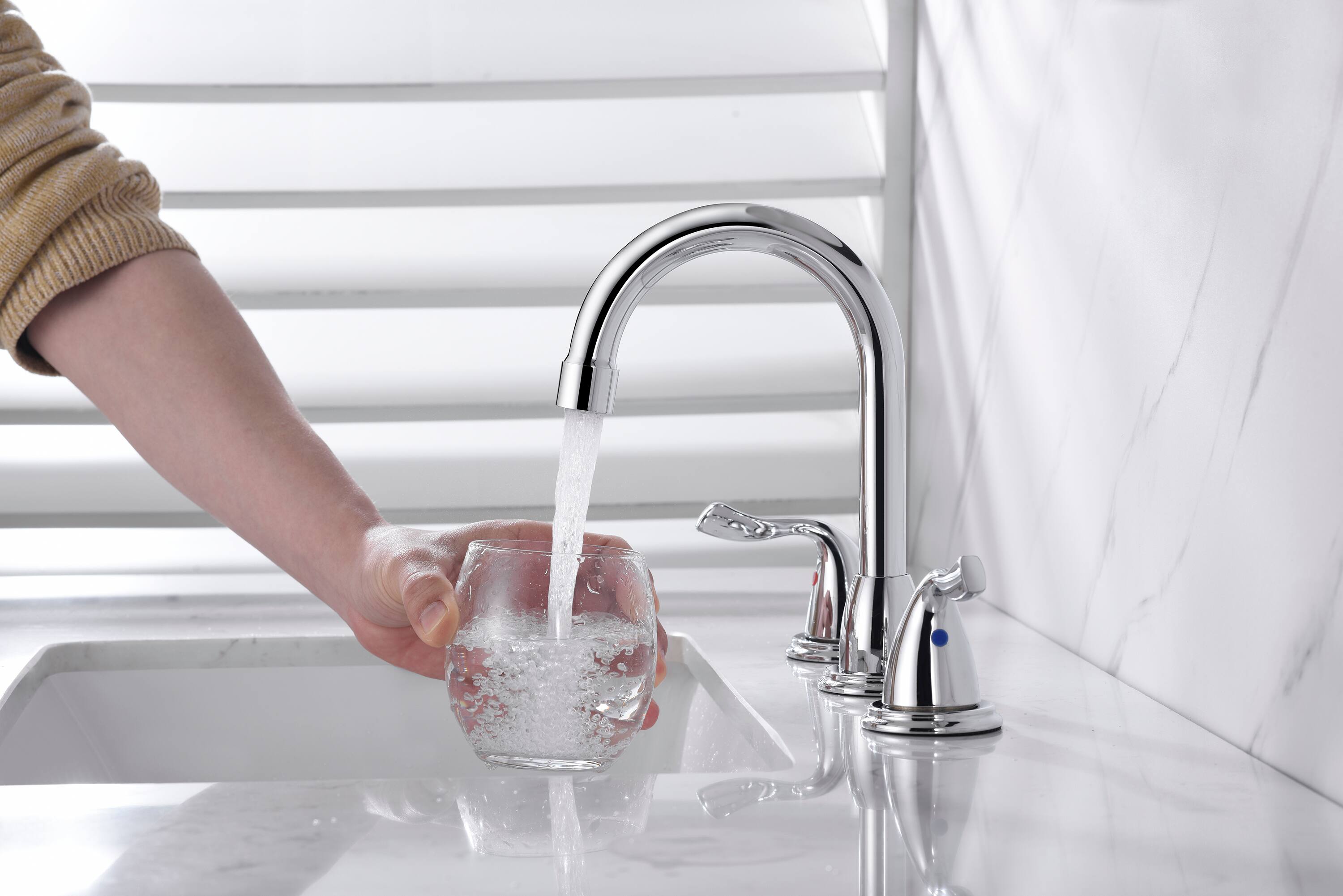 Alt View 2. Bothwa Home - Bothwa Home Bathroom Faucet For bathroom Sink  With Two Handles And Supply Lines BC011-C-B07 - Chrome.